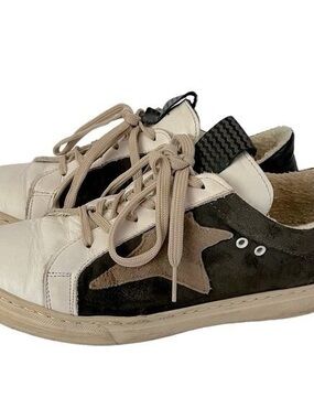 Women’s White and Gray Lace-Up Sneakers